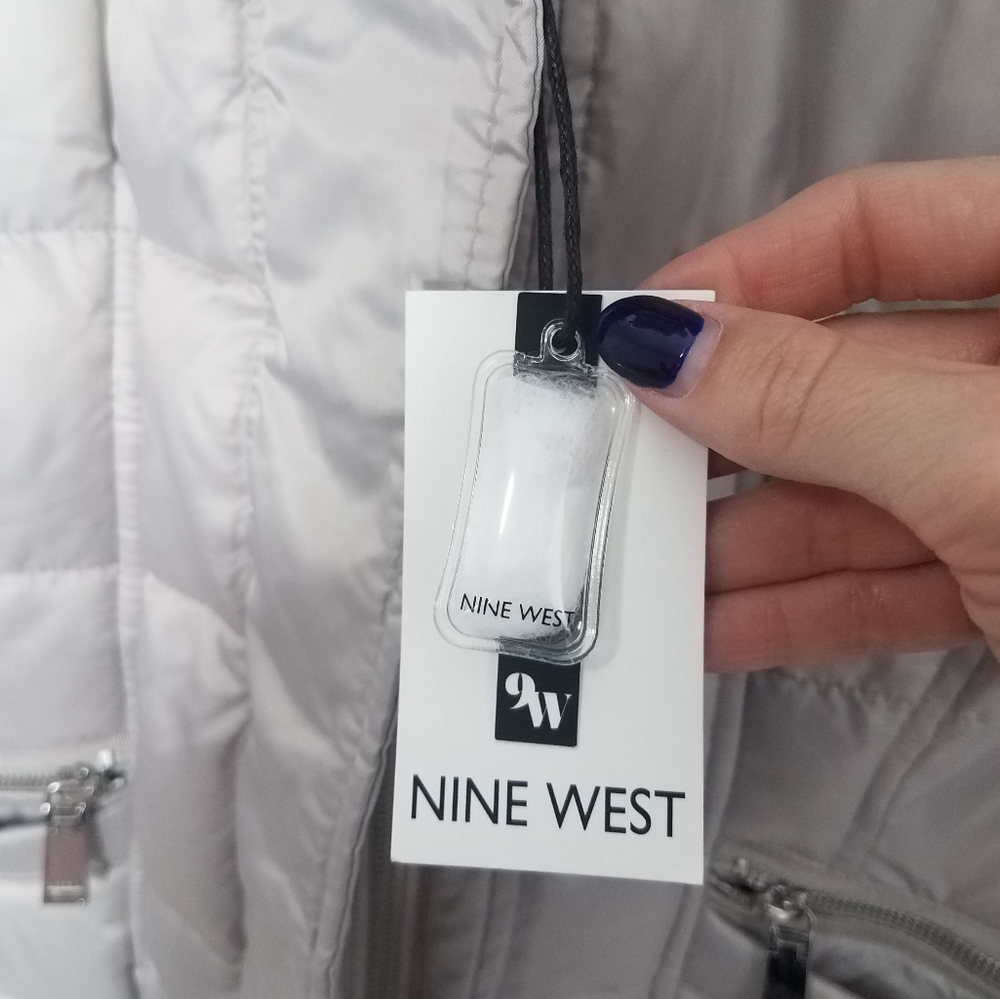NWT Nine West hooded puffer coat gray Small - Picture 11 of 16
